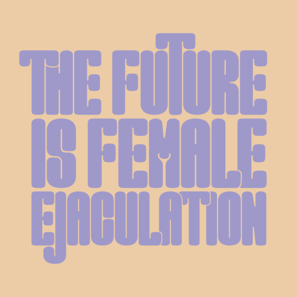 "The Future is Female" blue text on beige background.