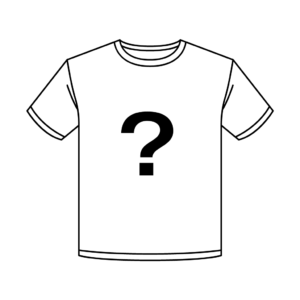 The outline of a shirt with a question mark in the middle.